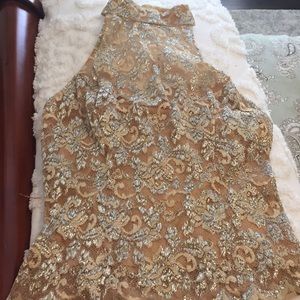 Gold lace halter top with pants